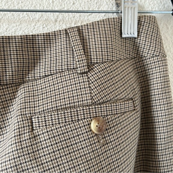 Michael Kors Grammercy Fit Slacks 8P Beige Glen Houndstooth Wide Straight Leg - Picture 2 of 11
